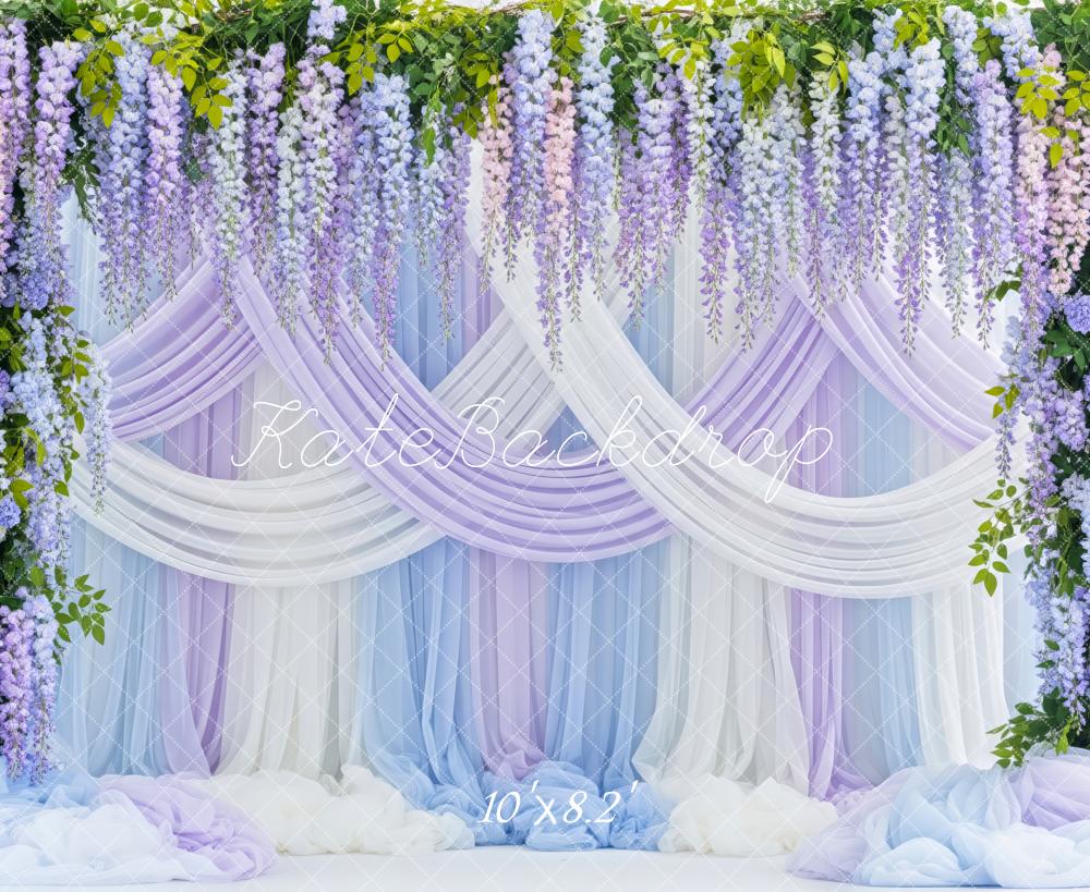 Kate Floral Wisteria Drapes Pastel Fleece Backdrop Designed by Patty Robert - Image 3