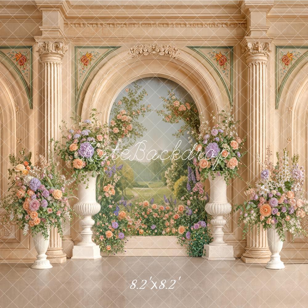 Kate Spring Floral Arch Classical Columns Backdrop Designed by Emetselch - Image 5