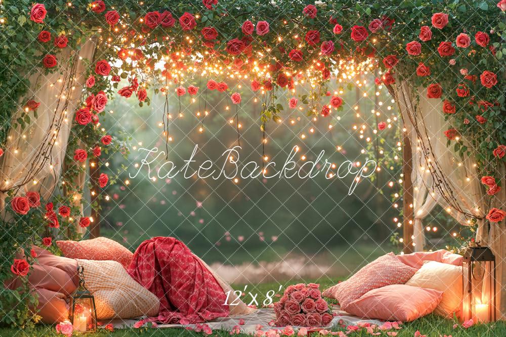 Kate Valentine Fairy Lights Cushions Fleece Backdrop Designed by Emetselch - Image 4