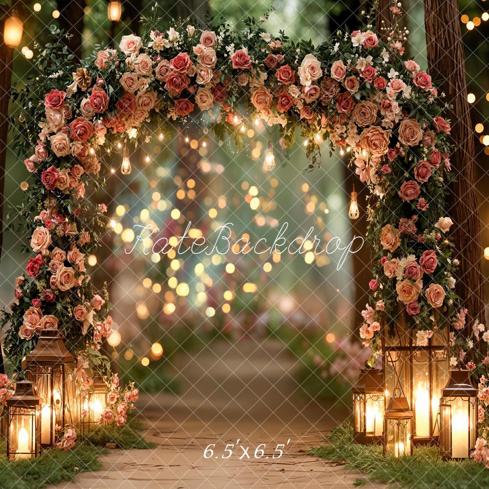 Kate Floral Arch Lanterns Forest Path Backdrop Designed by Emetselch - Image 2