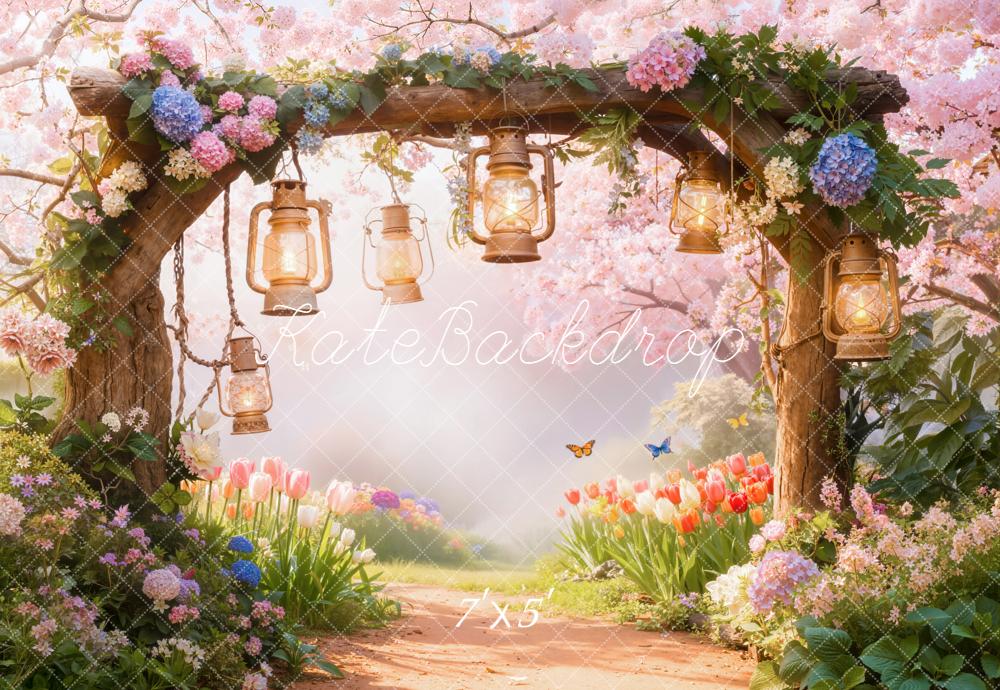 Kate Spring Garden Path Lanterns Backdrop Designed by Emetselch
