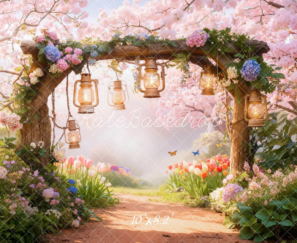 Kate Spring Garden Path Lanterns Backdrop Designed by Emetselch - Image 6