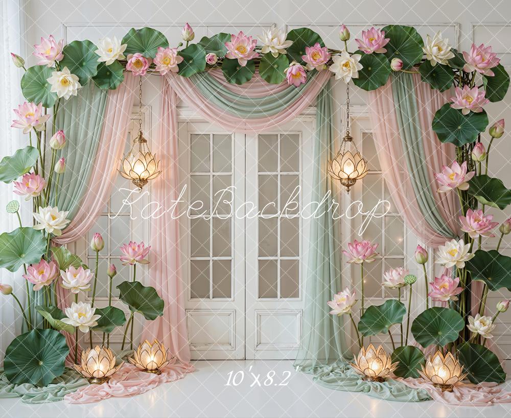 Kate Flower Arch Lotus Lanterns Pastel Backdrop Designed by Emetselch - Image 6