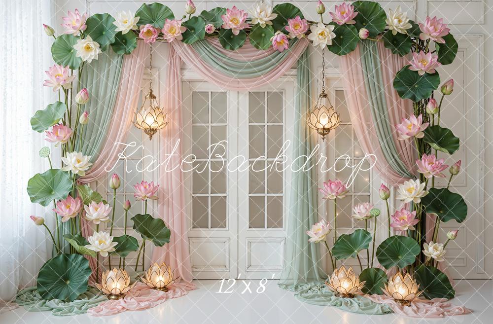 Kate Flower Arch Lotus Lanterns Pastel Backdrop Designed by Emetselch - Image 8