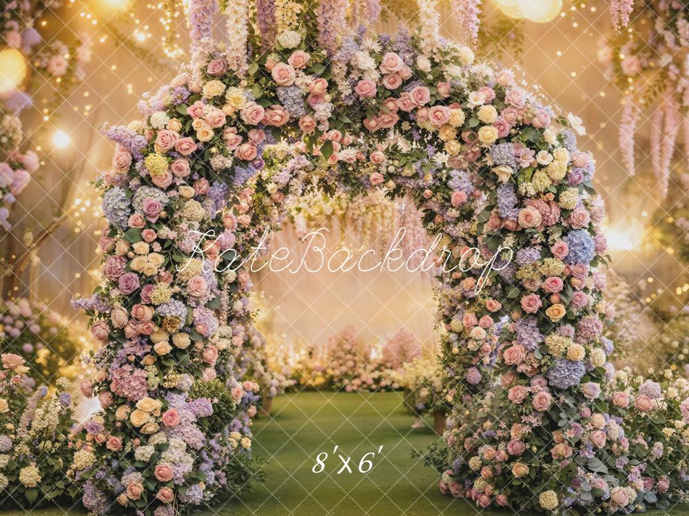Kate Spring Flower Arch Pastel Garden Fleece Backdrop Designed by Emetselch