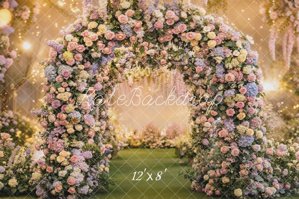 Kate Spring Flower Arch Pastel Garden Fleece Backdrop Designed by Emetselch - Image 4
