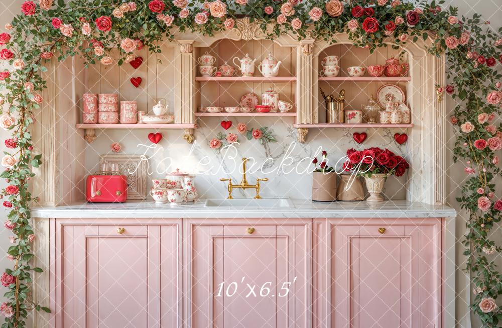 Kate Valentine Pink Vintage Kitchen Backdrop Designed by Emetselch - Image 4