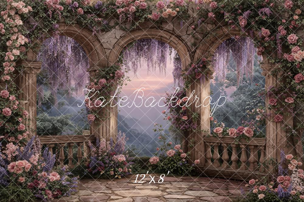 Kate Spring Arch Stone Terrace Fleece Backdrop Designed by Emetselch - Image 4