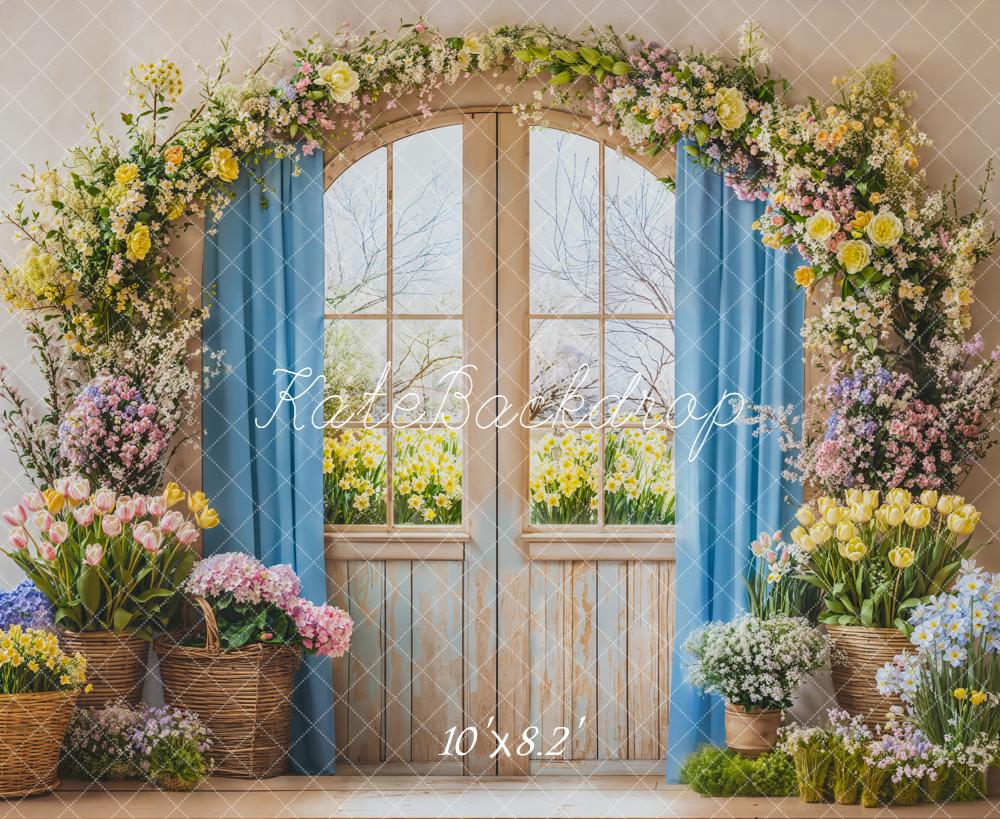 Kate Spring Floral Window Baskets Fleece Backdrop Designed by Emetselch - Image 3