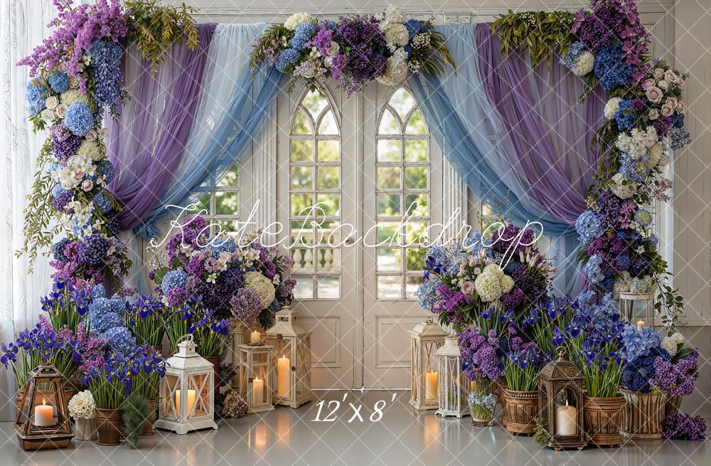 Kate Spring Window Drapes Lanterns Fleece Backdrop Designed by Emetselch - Image 4