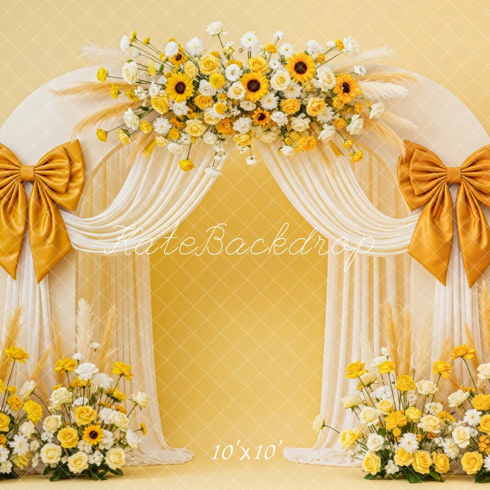 Kate Bow Arch Yellow Flowers Cream Drapes Backdrop Designed by Patty Robert - Image 7