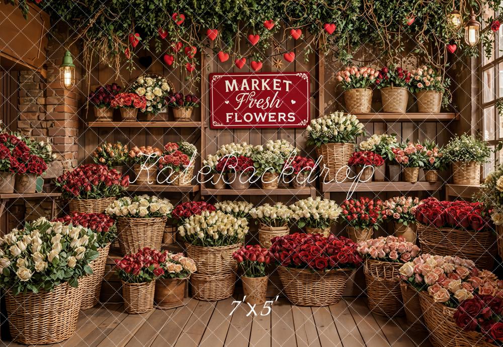 Kate Flower Market Baskets Shelves Roses Backdrop Designed by Emetselch