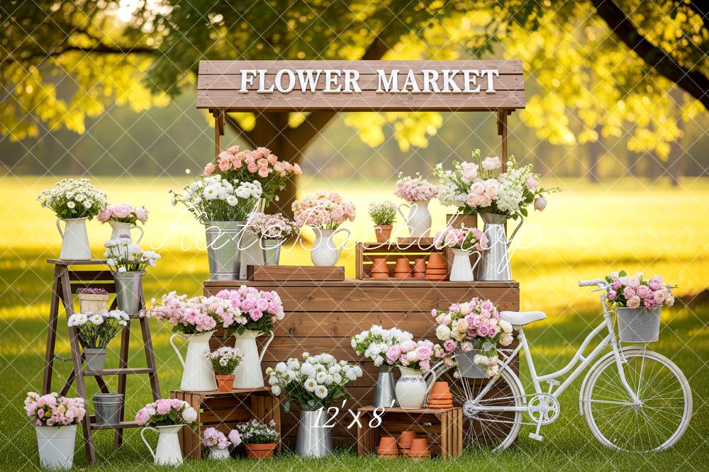 Kate Flower Market Pastel Bicycle Fleece Backdrop Designed by Patty Robert - Image 4