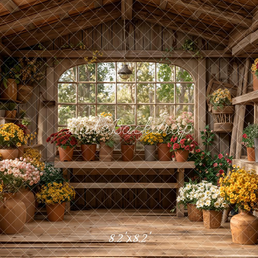 Kate Floral Pots Wooden Shelves Window Backdrop Designed by Emetselch - Image 7