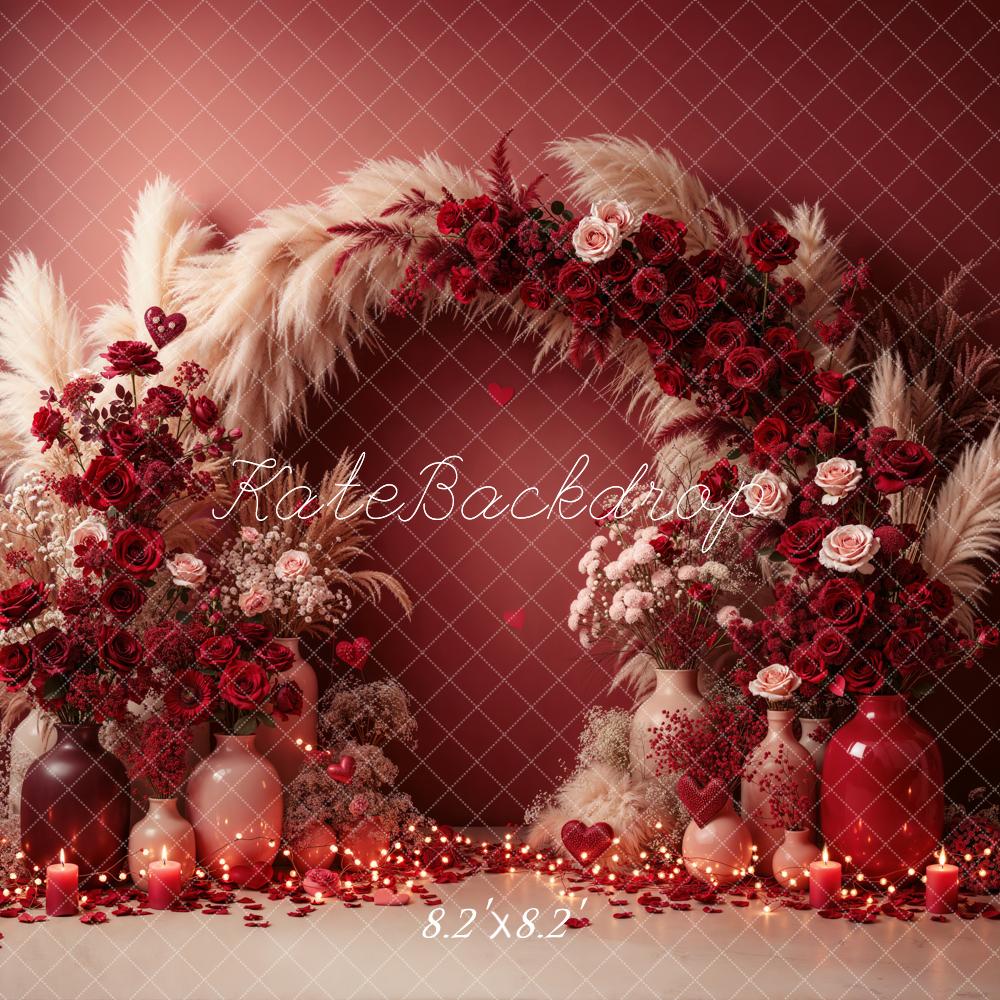 Kate Valentine Red Roses Candles Backdrop Designed by Emetselch - Image 5
