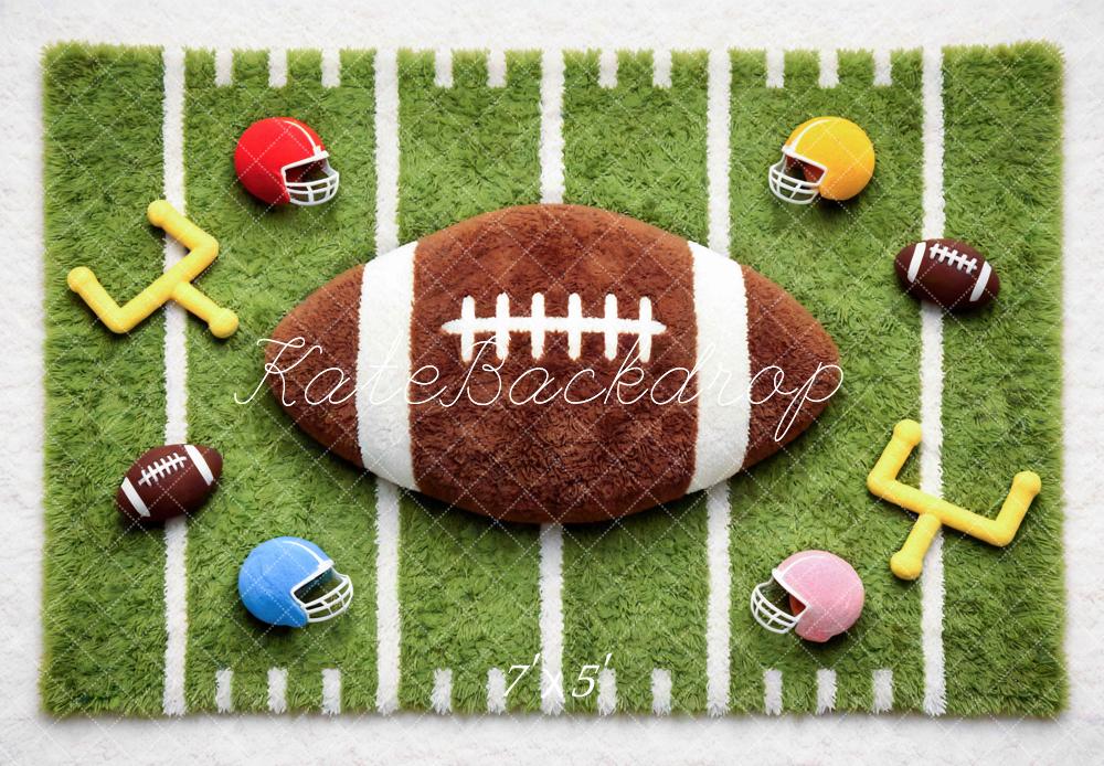 Kate Football Field Large Ball Helmets Goalposts Green Backdrop Designed by Mini MakeBelieve