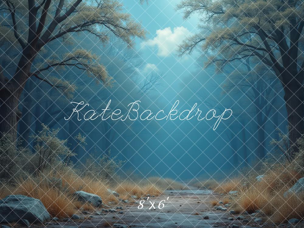 Kate Forest Path Misty Blue Trees Backdrop Designed by Laura Bybee - Image 3