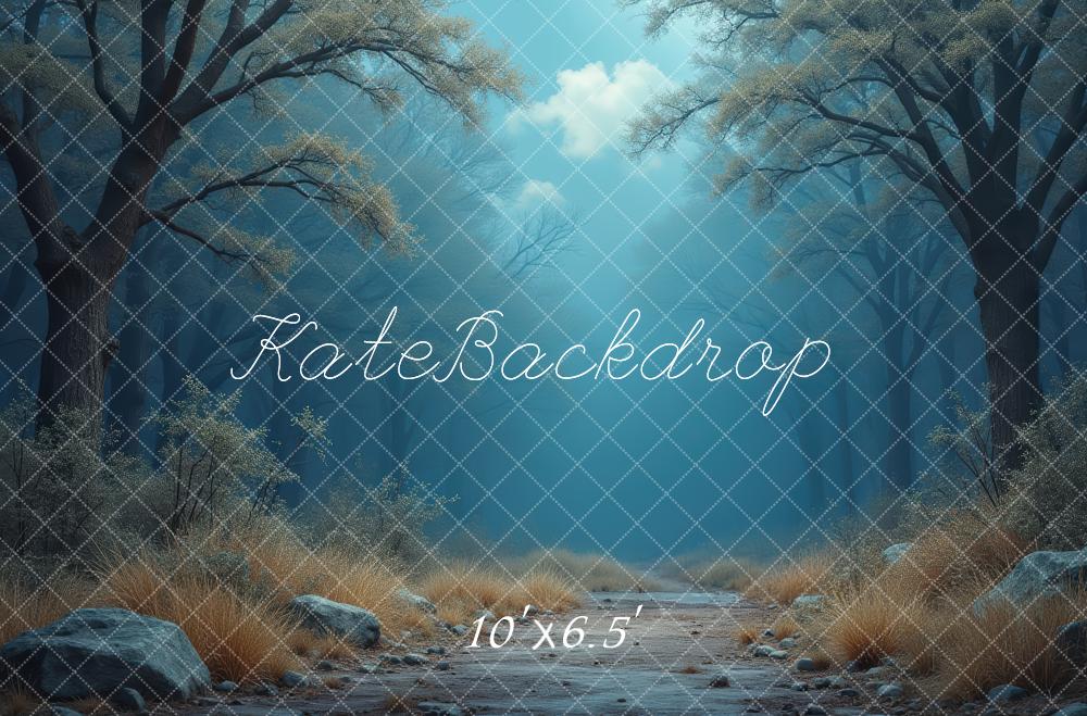 Kate Forest Path Misty Blue Trees Backdrop Designed by Laura Bybee - Image 4
