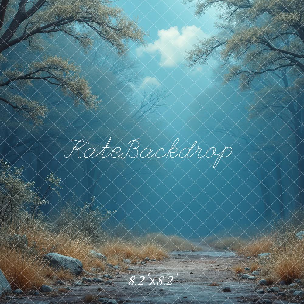 Kate Forest Path Misty Blue Trees Backdrop Designed by Laura Bybee - Image 5