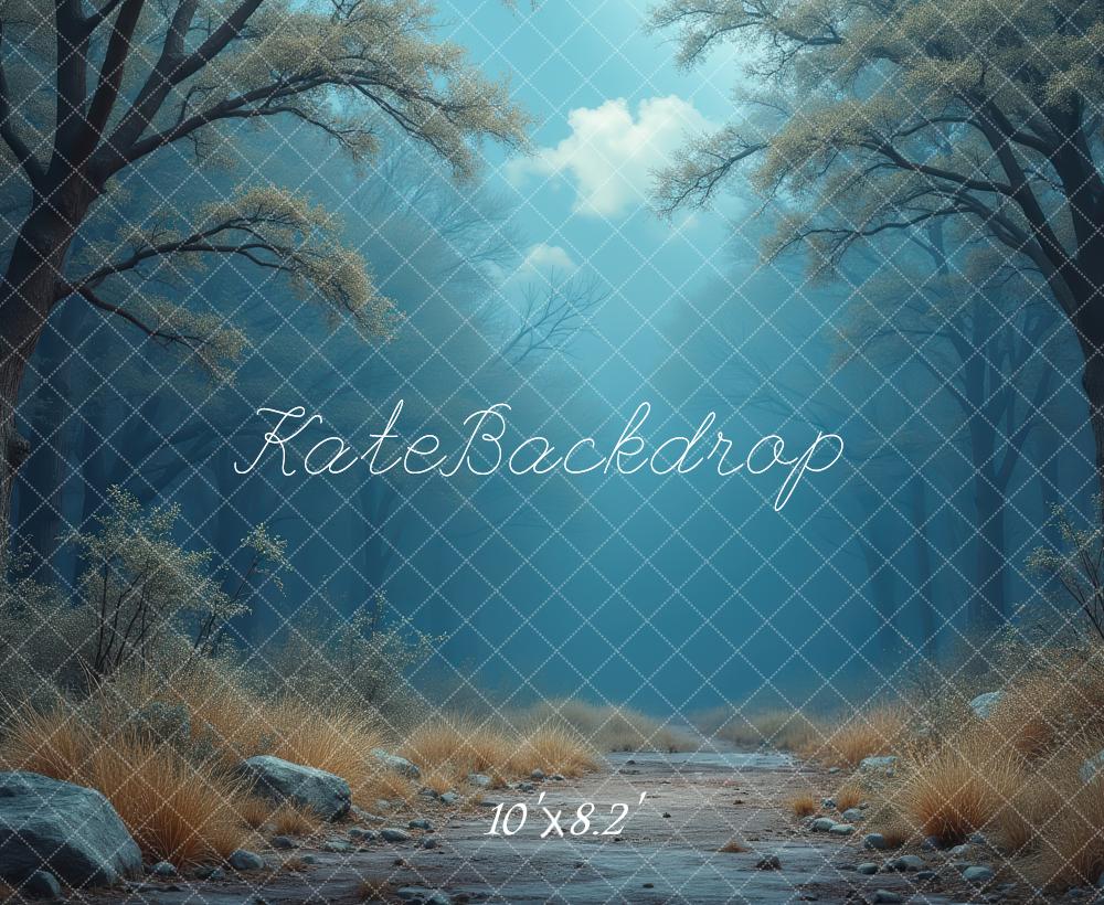 Kate Forest Path Misty Blue Trees Backdrop Designed by Laura Bybee - Image 6