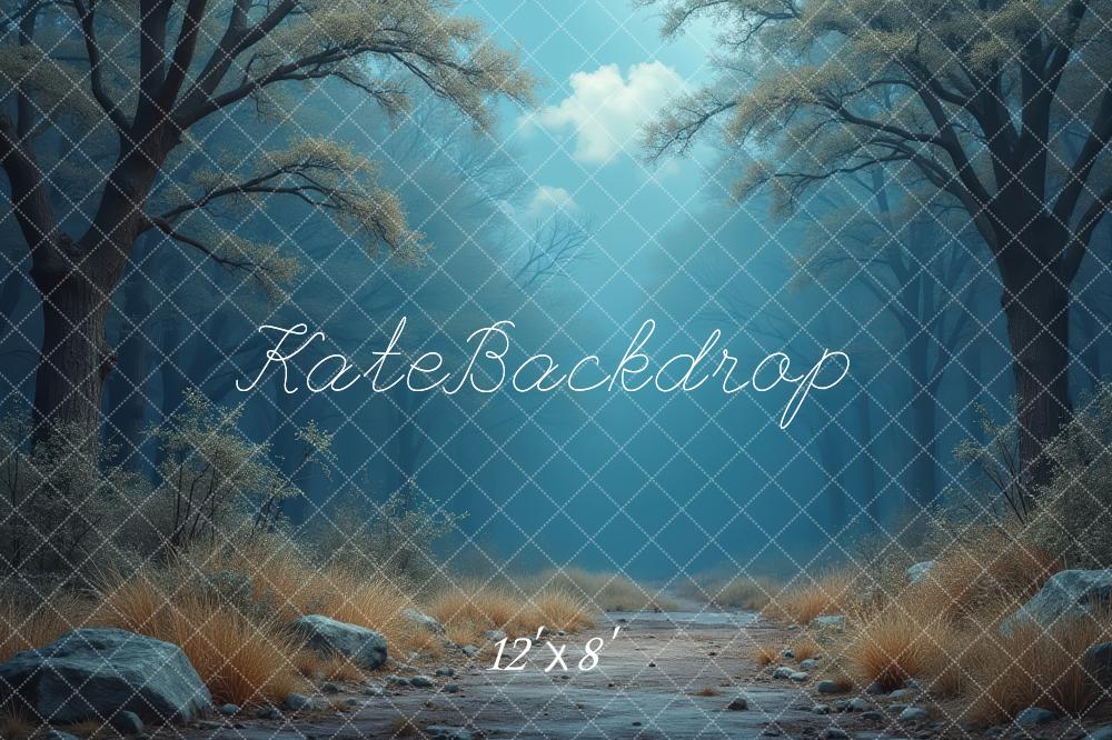 Kate Forest Path Misty Blue Trees Backdrop Designed by Laura Bybee - Image 8