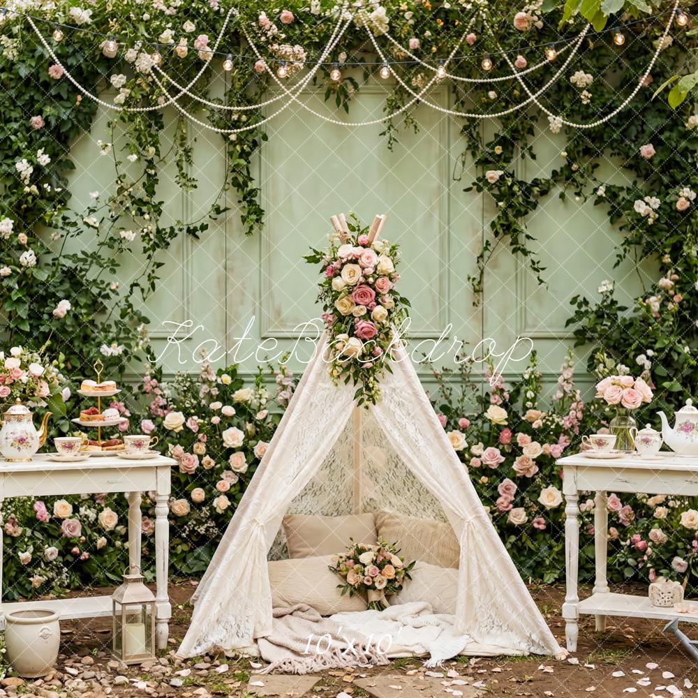 Kate Garden Floral Tent Tea Party Backdrop Designed by Patty Robert - Image 7