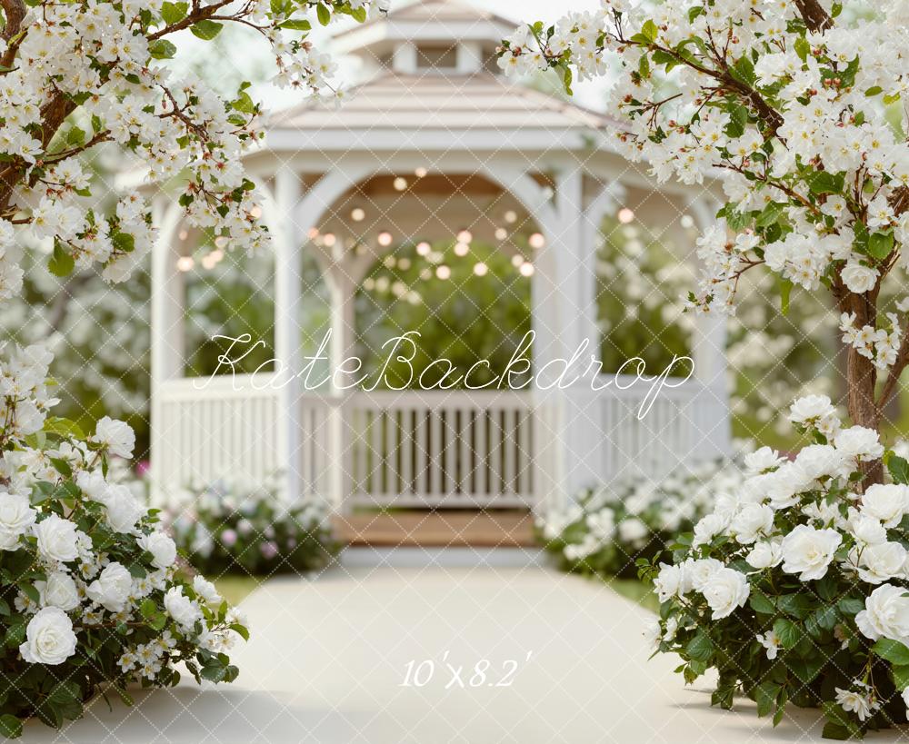 Kate Spring Gazebo White Flowers Trees Backdrop Designed by Emstselch - Image 6