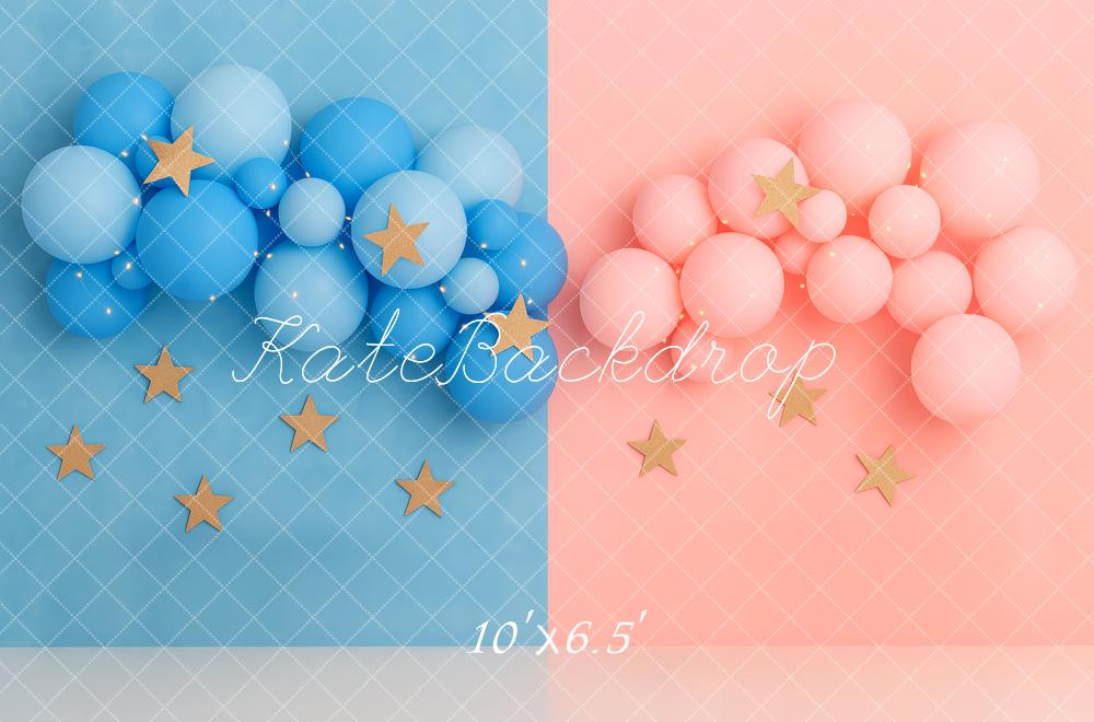 Kate Gender Reveal Blue Pink Balloon Stars Backdrop Designed by Patty Robert - Image 4