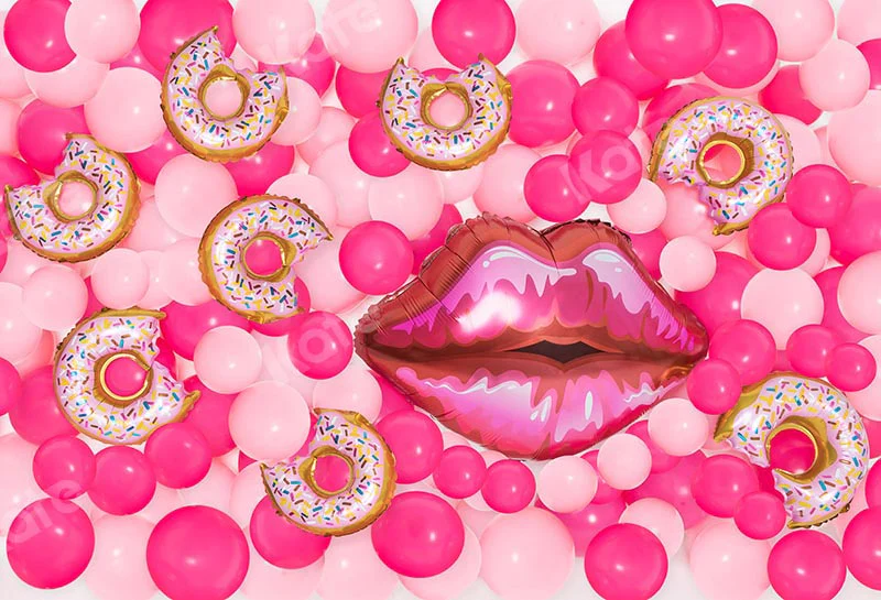 Kate Girly Pink Balloon Cake Smash Backdrop Designed by Emetselch - Image 2