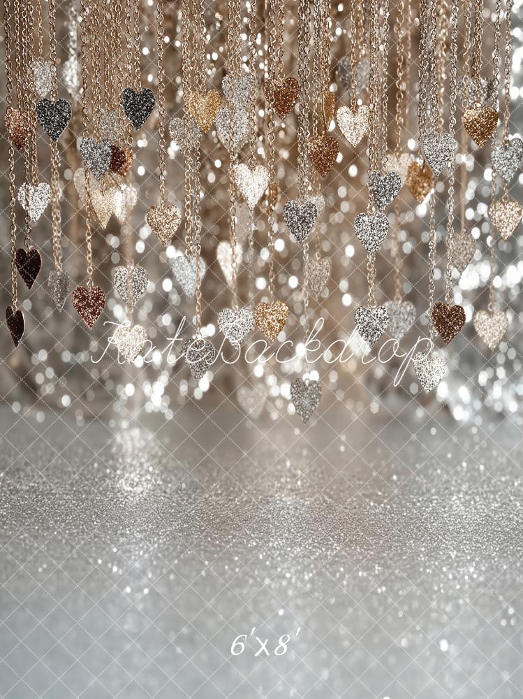 Kate Glitter Heart Chains Bokeh Fleece Backdrop Designed by Emstselch