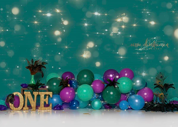 Kate Children Cake Smash Backdrop Glitter Balloons for Birthday Designed by Cassie Christiansen