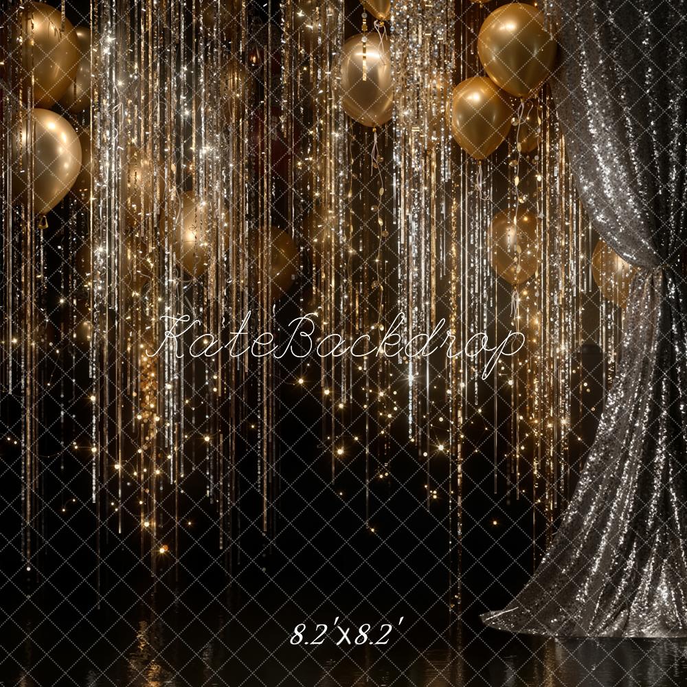 Kate Gold Balloons Glitter Streamers Curtain Backdrop Designed by Emstselch - Image 5