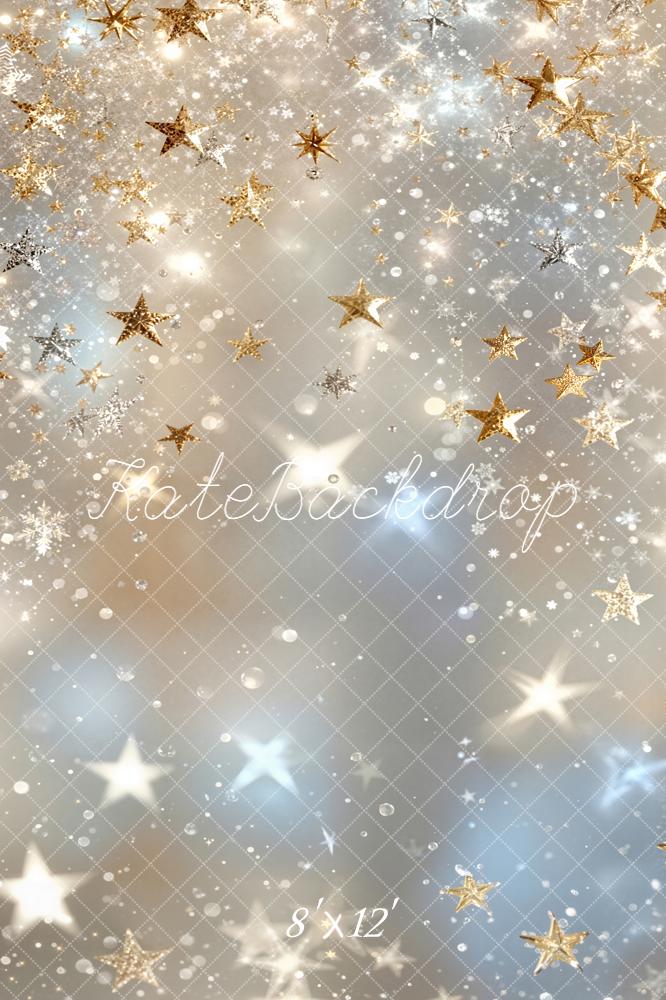 Kate Gold Stars Snowflakes Bokeh Backdrop Designed by Emetselch - Image 12