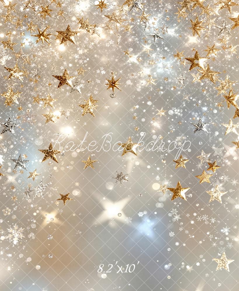 Kate Gold Stars Snowflakes Bokeh Backdrop Designed by Emetselch - Image 6