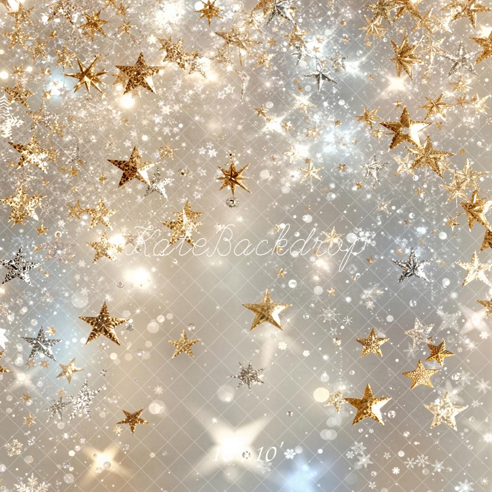 Kate Gold Stars Snowflakes Bokeh Backdrop Designed by Emetselch - Image 7
