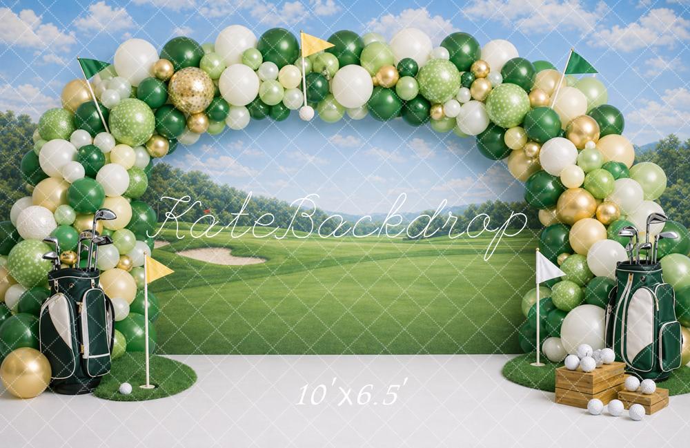 Kate Golf Course Balloons Clubs Green Backdrop Designed by Caitlin Lynch - Image 4