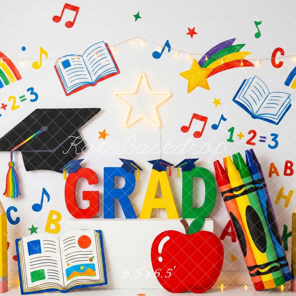 Kate Graduation Rainbow Books Stars Crayons Backdrop Designed by Patty Robert - Image 2