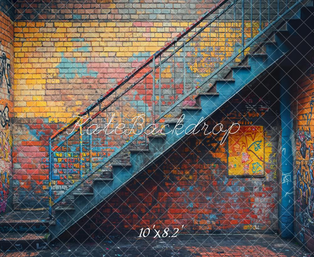 Kate Graffiti Brick Staircase Backdrop Designed by Emetselch - Image 5