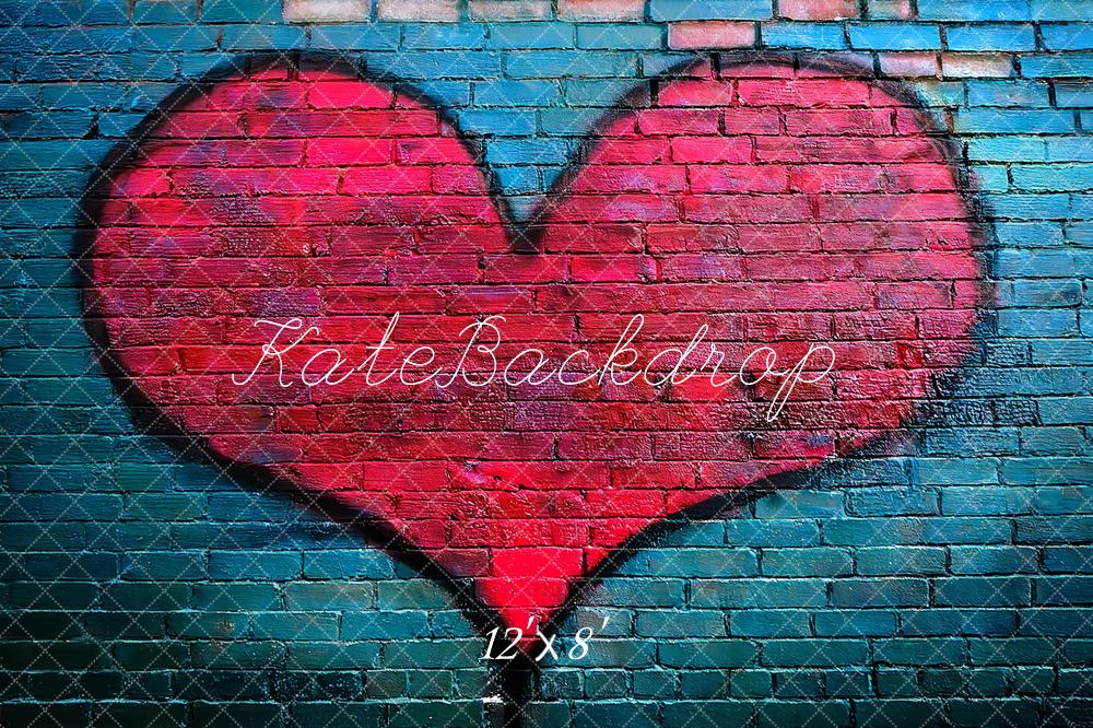 Kate Graffiti Red Heart Brick Wall Fleece Backdrop Designed by Megan Leigh Photography - Image 4