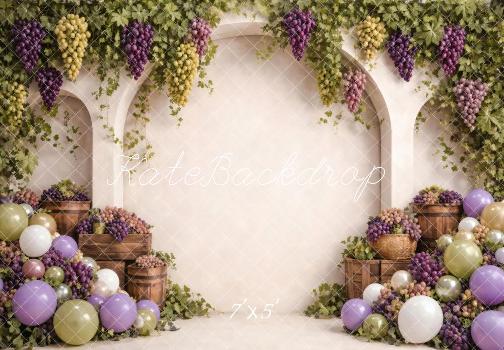 Kate Grapevine Arch Baskets Balloons Backdrop Designed by Vertigo Productions