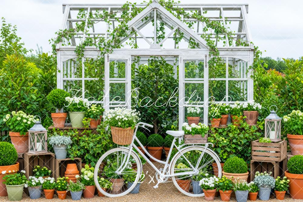 Kate Greenhouse Bicycle Potted Plants Fleece Backdrop Designed by Patty Robert - Image 4