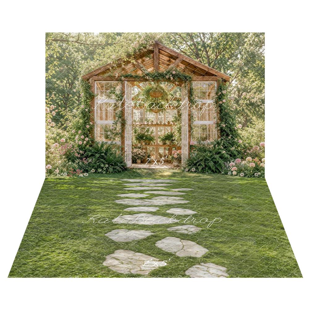 Kate Greenhouse Rustic Backdrop+Stone Pathway Grass Field Backdrop