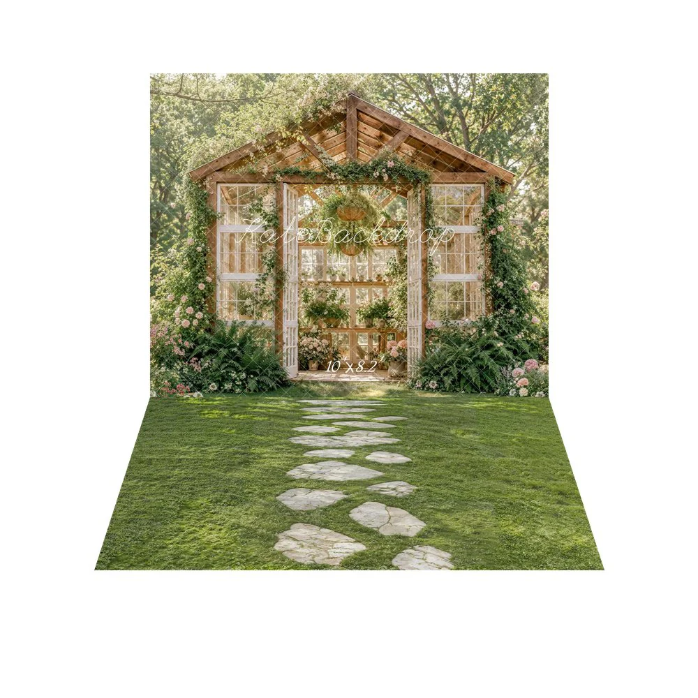 Kate Greenhouse Rustic Backdrop+Stone Pathway Grass Field Backdrop - Image 6