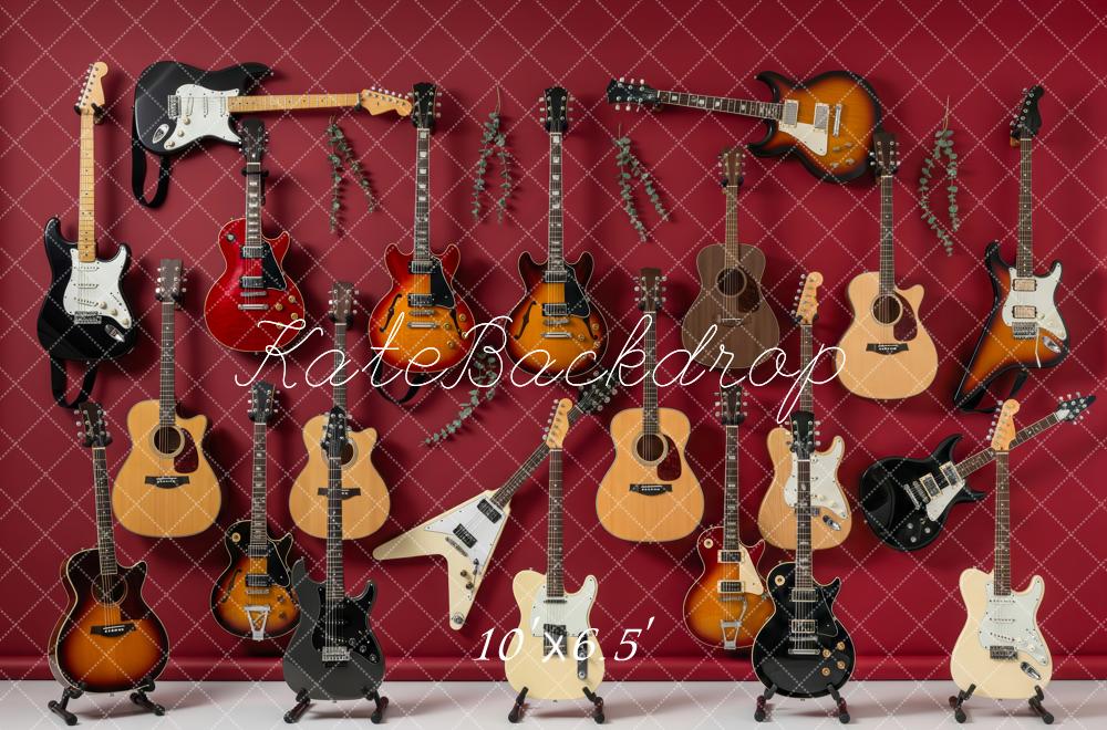 Kate Guitar Display Red Wall Fleece Backdrop Designed by Patty Robert - Image 2
