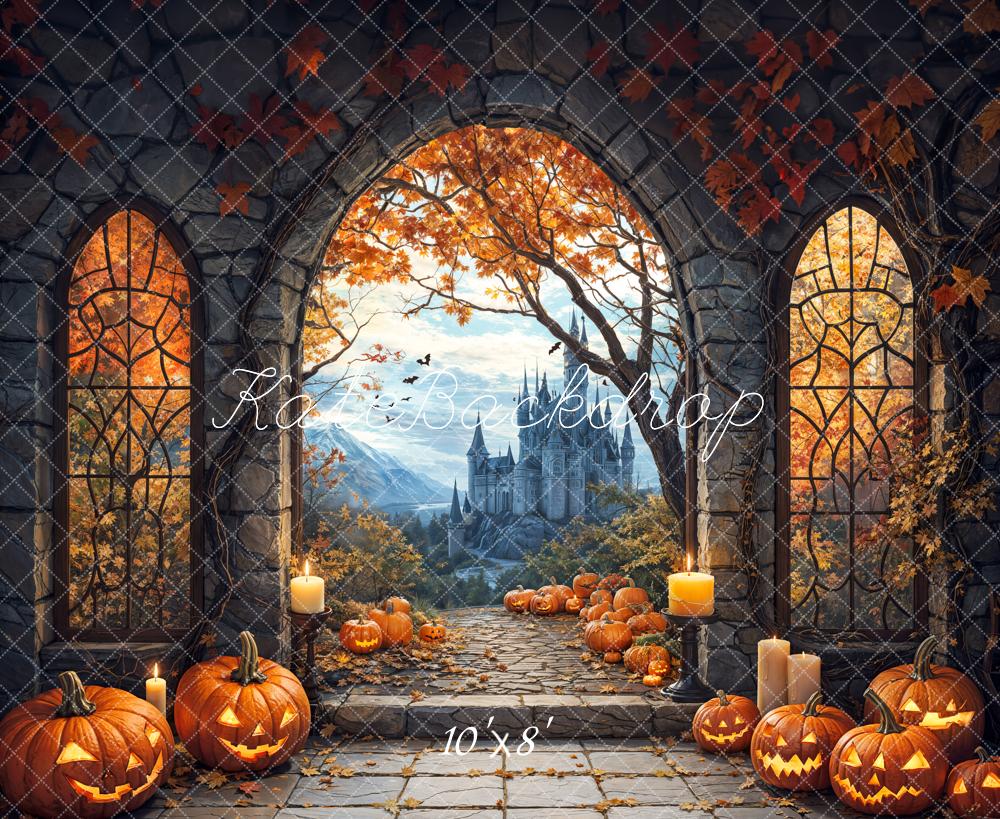 Kate Halloween Arch Maple Castle Pumpkin Backdrop Designed by Emetselch - Image 9