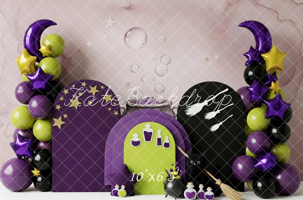 Kate Halloween Broomsticks Potions Balloons Purple Backdrop Designed by Patty Robert - Image 4