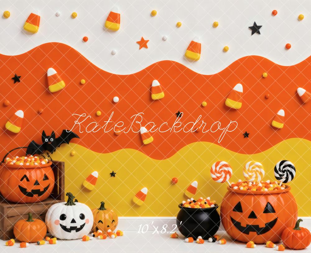 Kate Halloween Candy Corn Pumpkins Cartoon Backdrop Designed by Vertigo Productions - Image 6