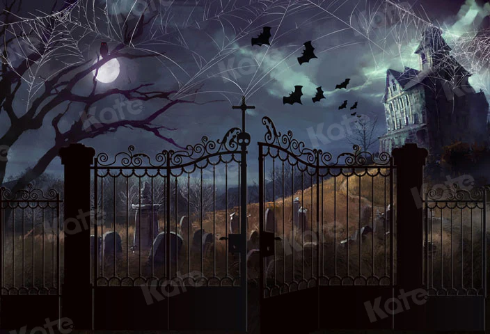 Kate Halloween Castle Night Door Backdrop for Photography