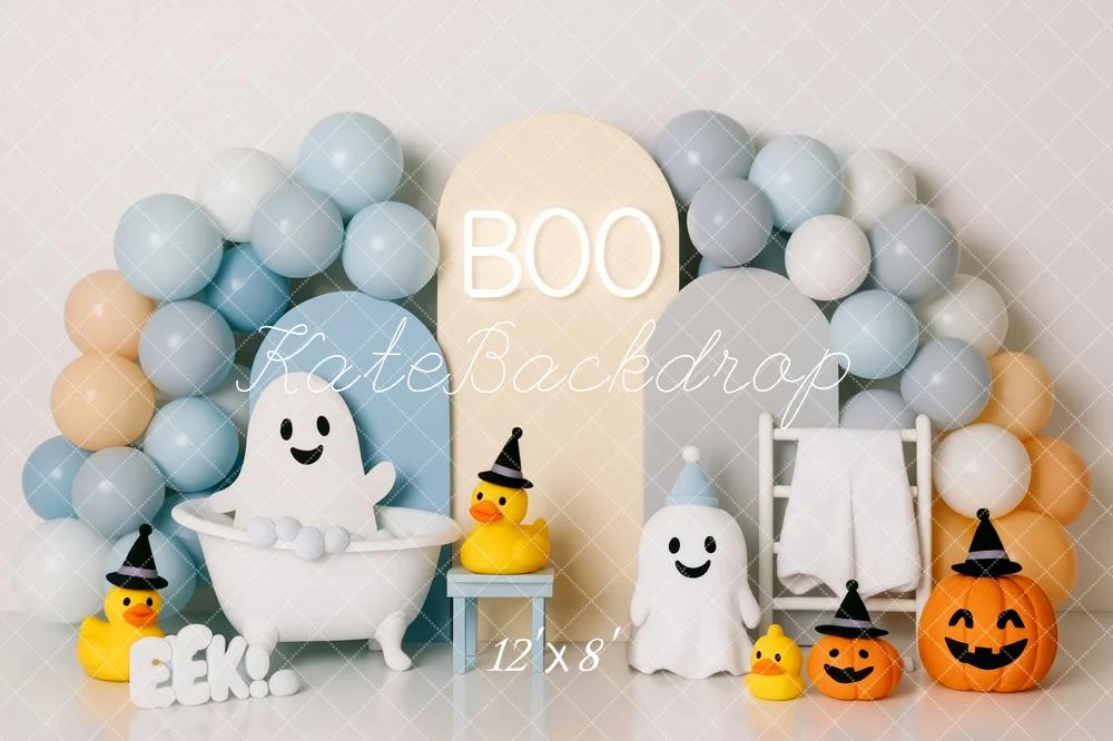 Kate Halloween Ghosts Bathtub Balloons Pumpkins Backdrop Designed by Patty Robert - Image 8