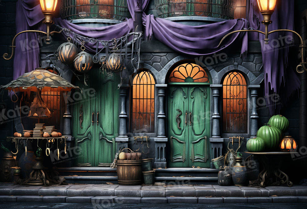 Kate Halloween Green Door Street Pumpkin Backdrop Designed by GQ